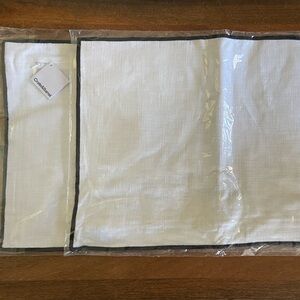 Two New Crate & Barrel Cotton White with Black Trim Pillow Shams